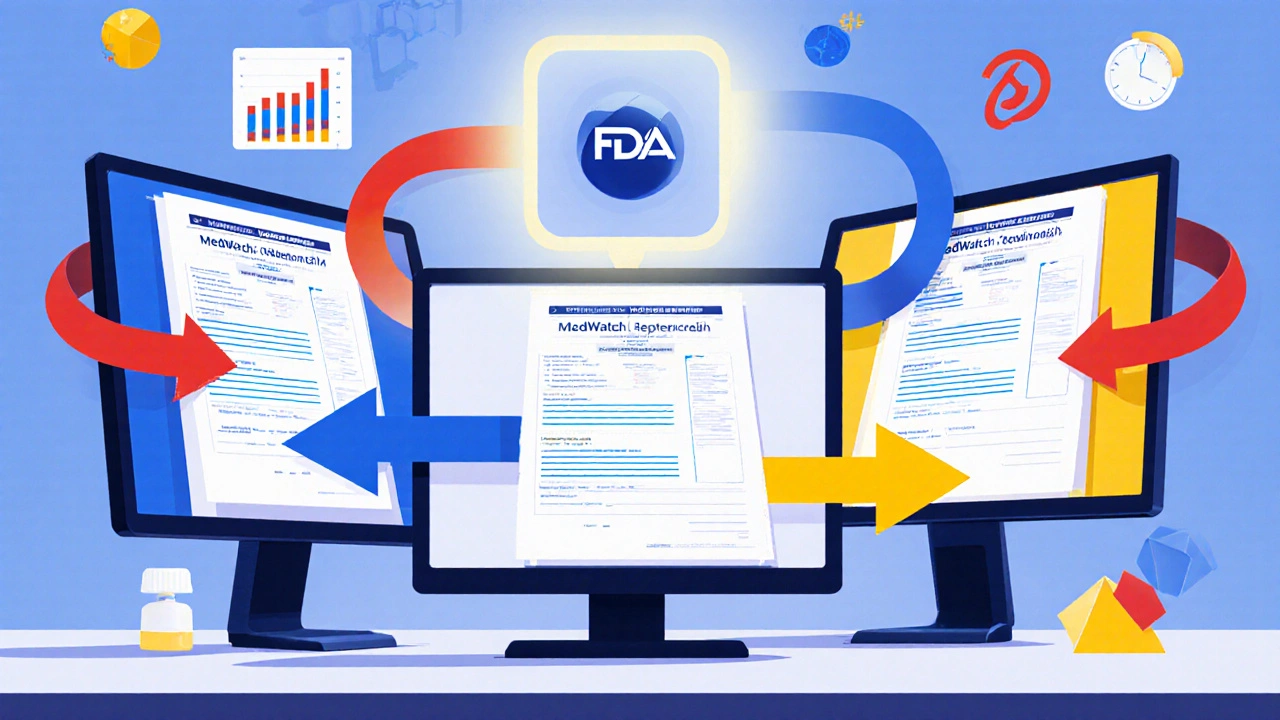 Person füllt online das MedWatch‑Formular 3500B aus.