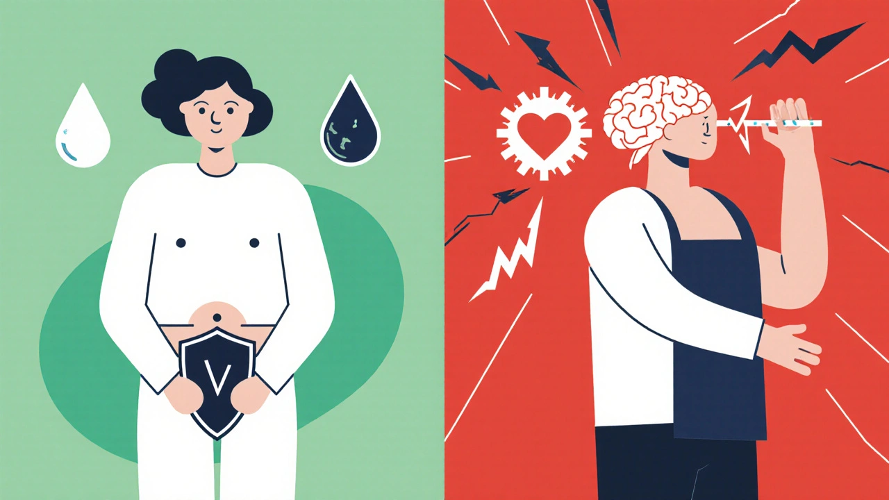Vergleich von Butylscopolamin und Atropin: entspannter Bauch vs. Gehirn‑Einfluss.