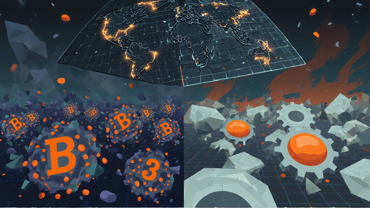 Zwei Seiten einer Krebszelle: eine wächst, die andere wird durch gezielte Moleküle gestoppt.