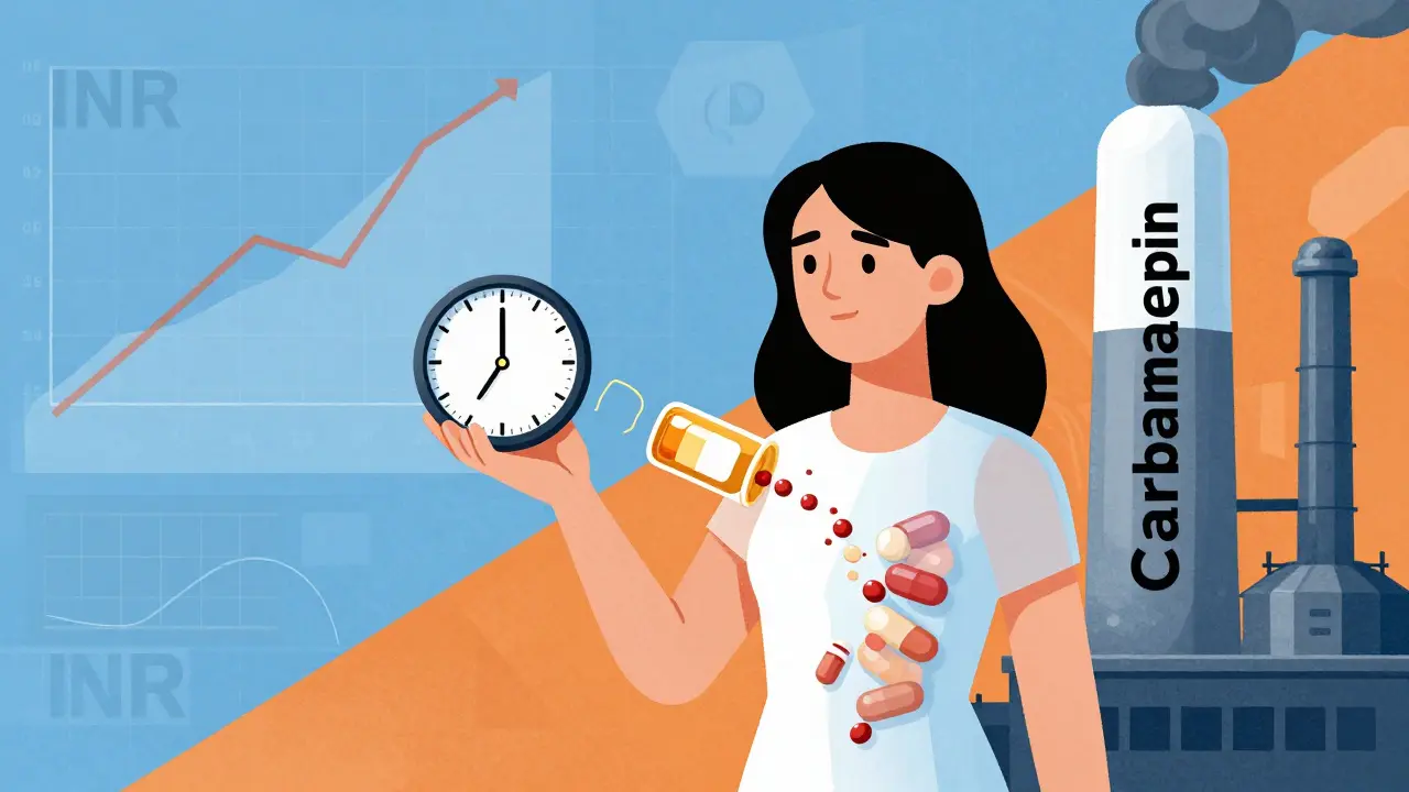 Frau mit Antibabypille, die durch Carbamazepin unwirksam wird, geometrische Zerstörung des Pills in Zeitverlauf.