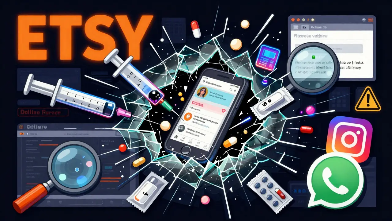 Online-Marktplätze zerbrechen, aus denen gefälschte Medikamente mit giftigen Substanzen hervorbrechen.