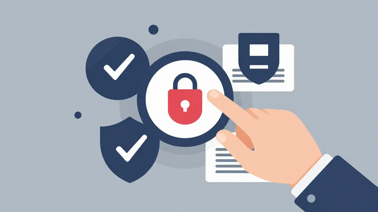 Abstrakte Darstellung eines sicheren Online-Kaufs in einer Apotheke.