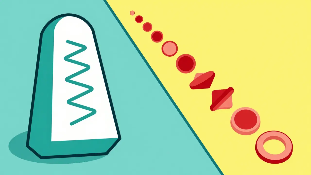 Grafischer Vergleich zwischen Langzeit- und Kurzzeitverhütungsmethoden in geometrischem Stil.