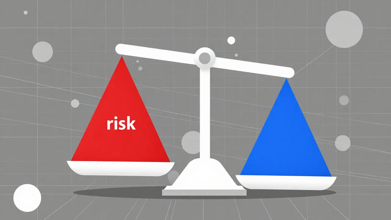 Stilisierte Waage, die medizinische Risiken gegen den therapeutischen Nutzen abwägt.