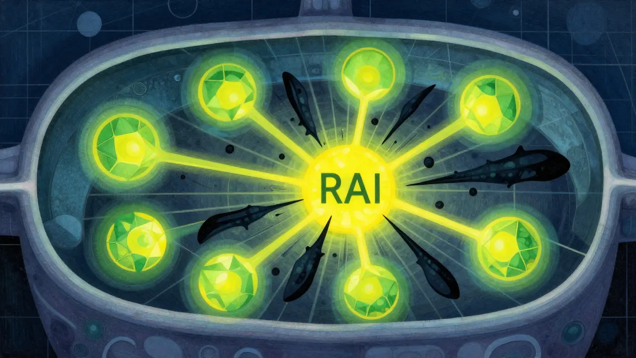 Radiojodtherapie als abstrakte geometrische Illustration
