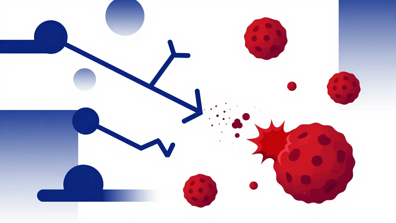 Abstrakte Visualisierung der Immunreaktion bei allergischem Asthma