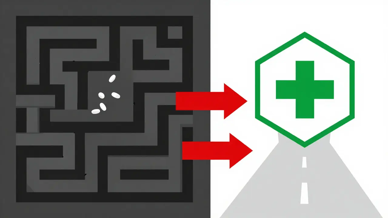 Grafik zeigt sicheren Online-Apotheken-Kauf mit E-Health-Logo