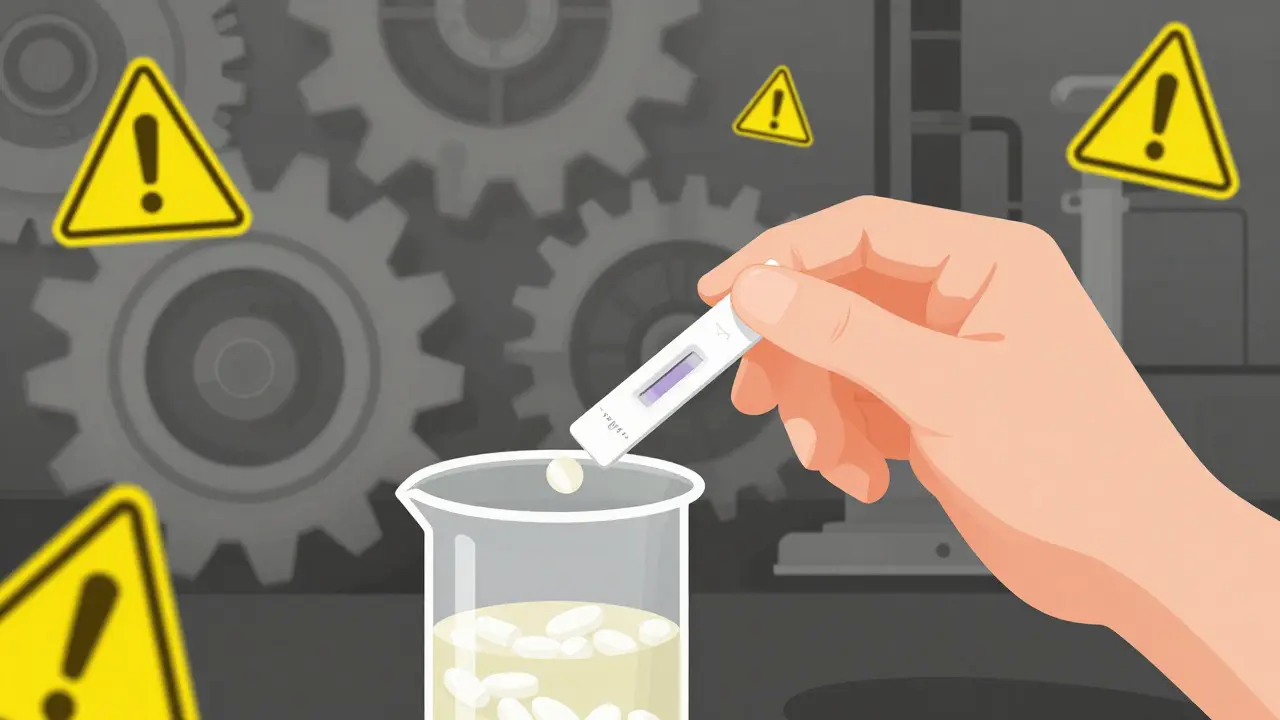 Karikatur zeigt den Test auf Fentanyl mit einem Streifen